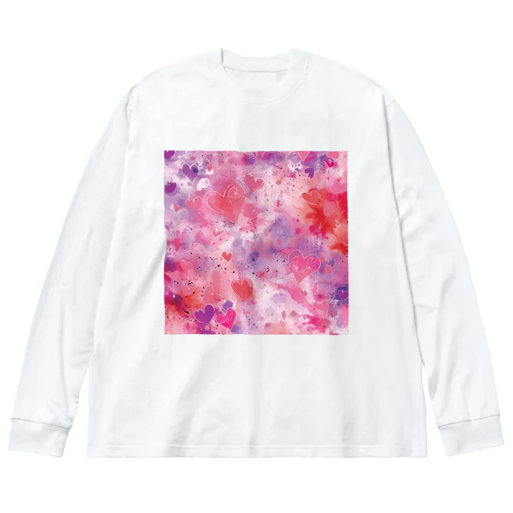 オンラインショップイエローリーフのハート　赤　ピンク　紫　可愛い Big Long Sleeve T-Shirt