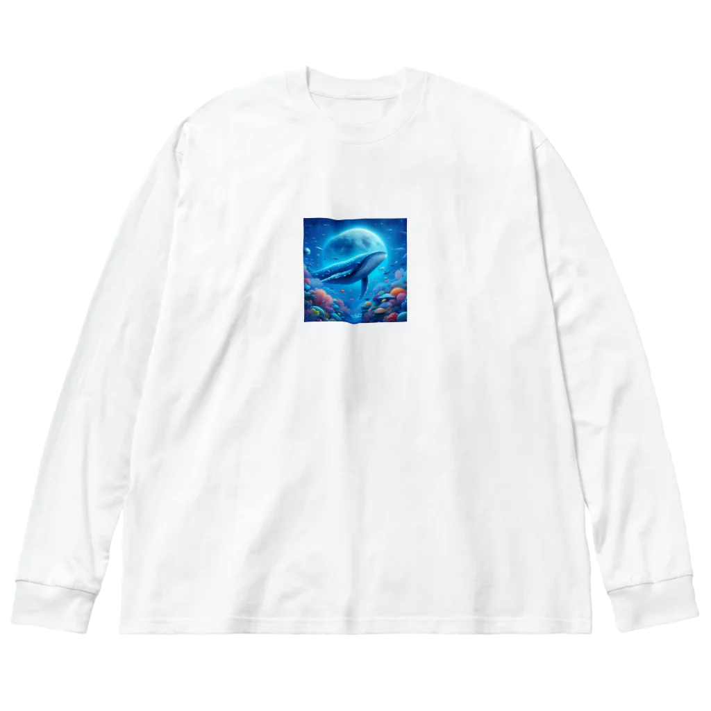 ultraha-のクジラと月 ビッグシルエットロングスリーブTシャツ