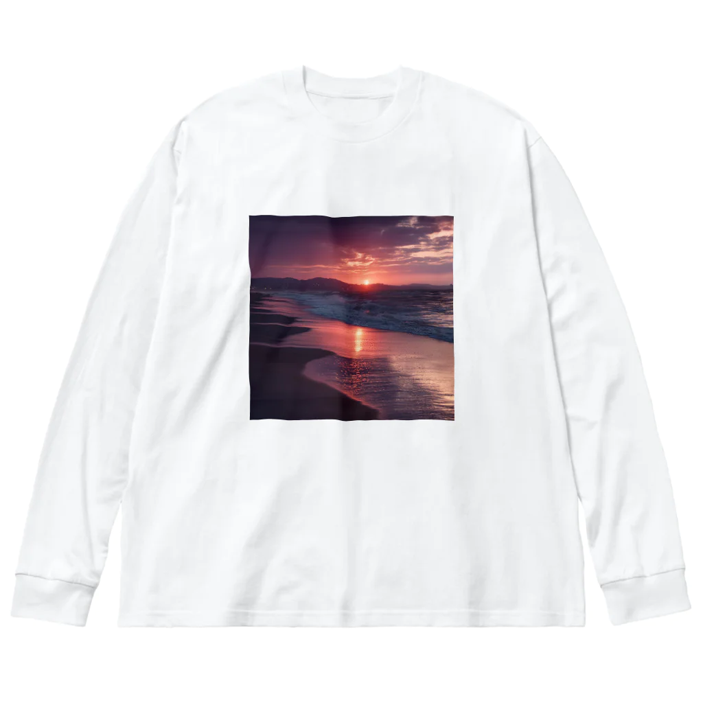 Mysycaの海辺の夕日 ビッグシルエットロングスリーブTシャツ