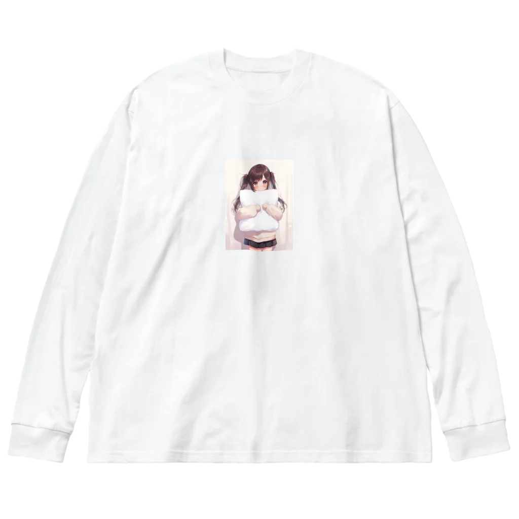 波にのるくまたんショップ62号店81番通りのクッションを持った女の子 Big Long Sleeve T-Shirt