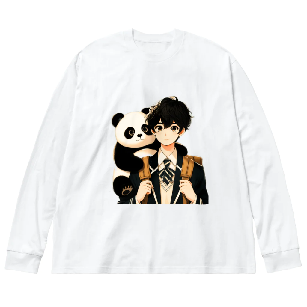 可愛い男の子イラスト販売所　By,keicyanの男の子　中学1年生　パンダ Big Long Sleeve T-Shirt