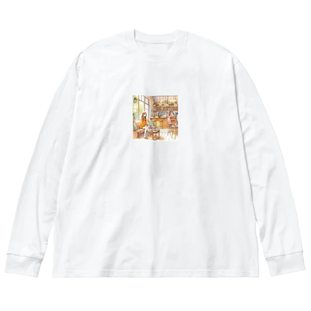 tattat259のカフェでくつろぐ女の子 Big Long Sleeve T-Shirt