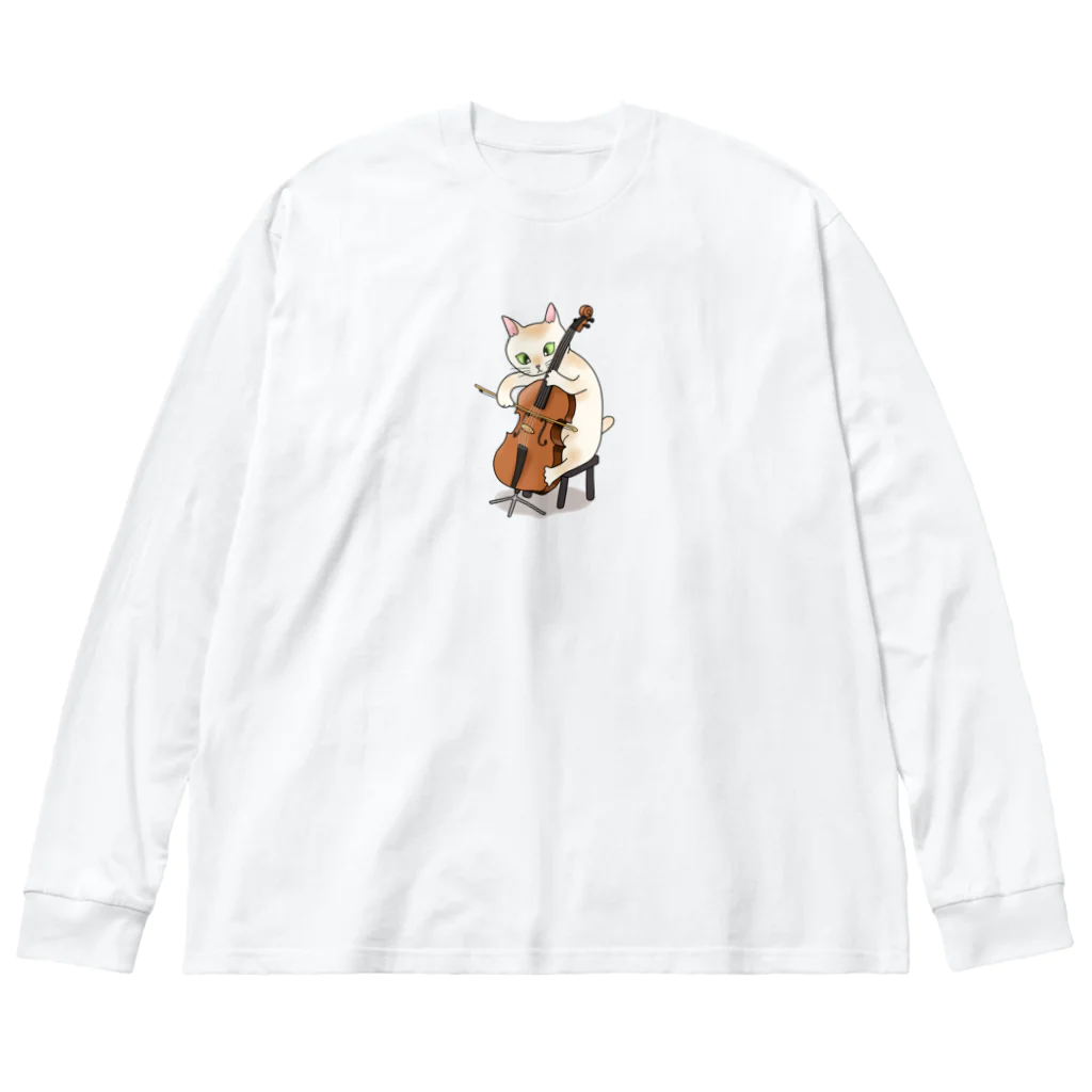 Ａｔｅｌｉｅｒ　Ｈｅｕｒｅｕｘのチェロを弾く猫 ビッグシルエットロングスリーブTシャツ