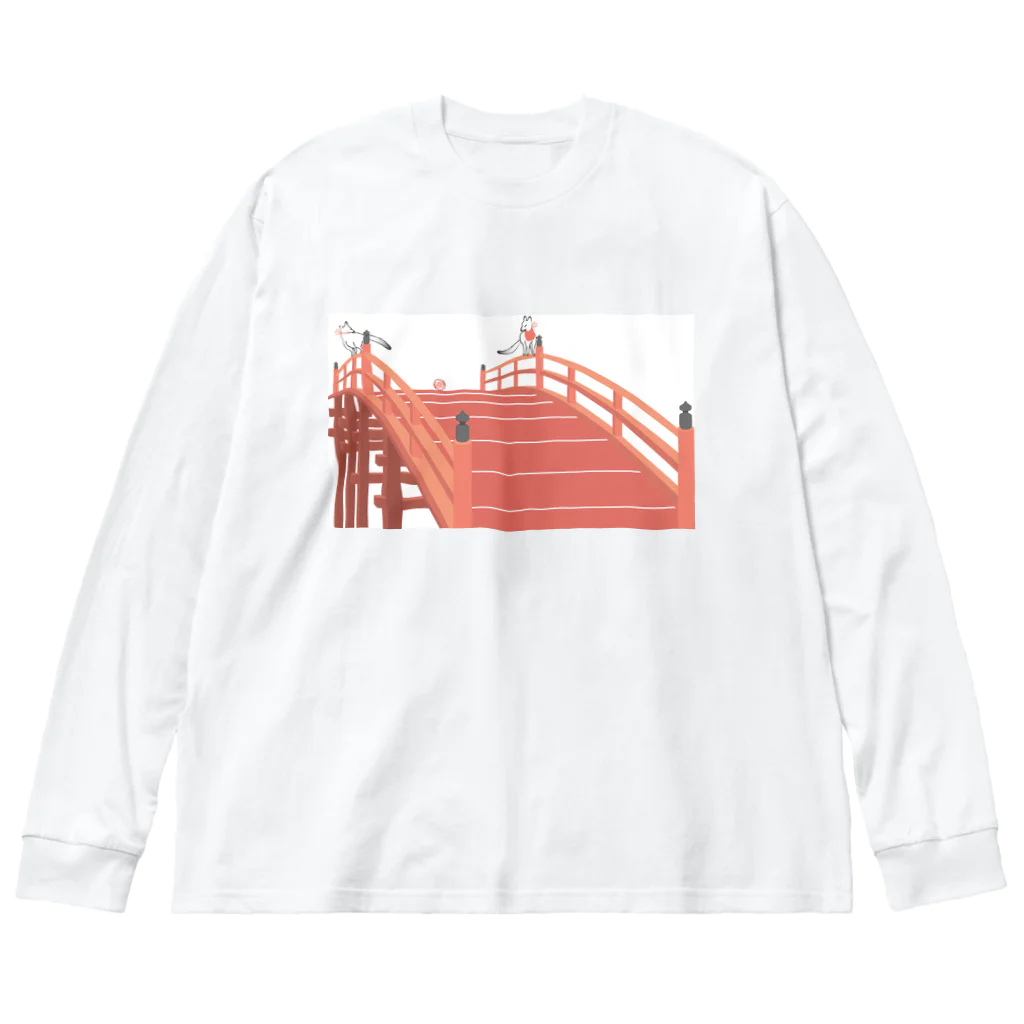 Amiの狐の手毬唄 太鼓橋と狛狐 Big Long Sleeve T-Shirt