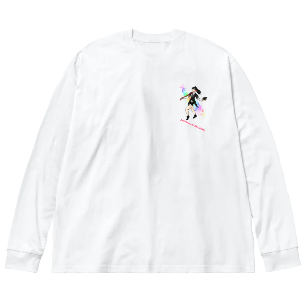 Lily bird（リリーバード）のフルカラー ジャズダンサー 光と英字ロゴ Big Long Sleeve T-Shirt