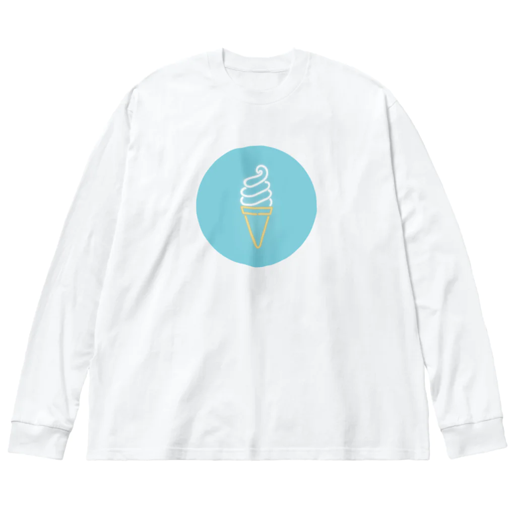 marinaのソフトクリーム（neon mint circle） ビッグシルエットロングスリーブTシャツ