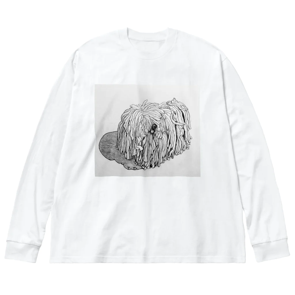 光平洋子のかしこいプーリー犬が振り向いた。puli illustration  Big Long Sleeve T-Shirt