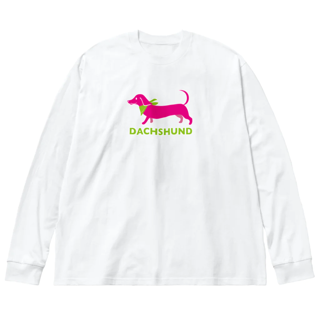 tomokomiyagamiのダックスフント ピンク ビッグシルエットロングスリーブTシャツ