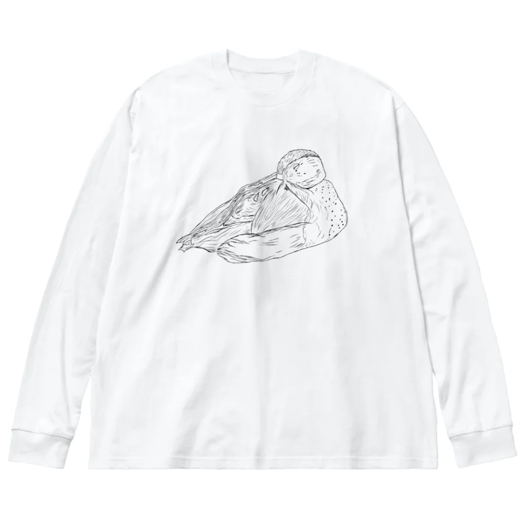 Lily bird（リリーバード）のおねんねクビワコガモ 線画 Big Long Sleeve T-Shirt