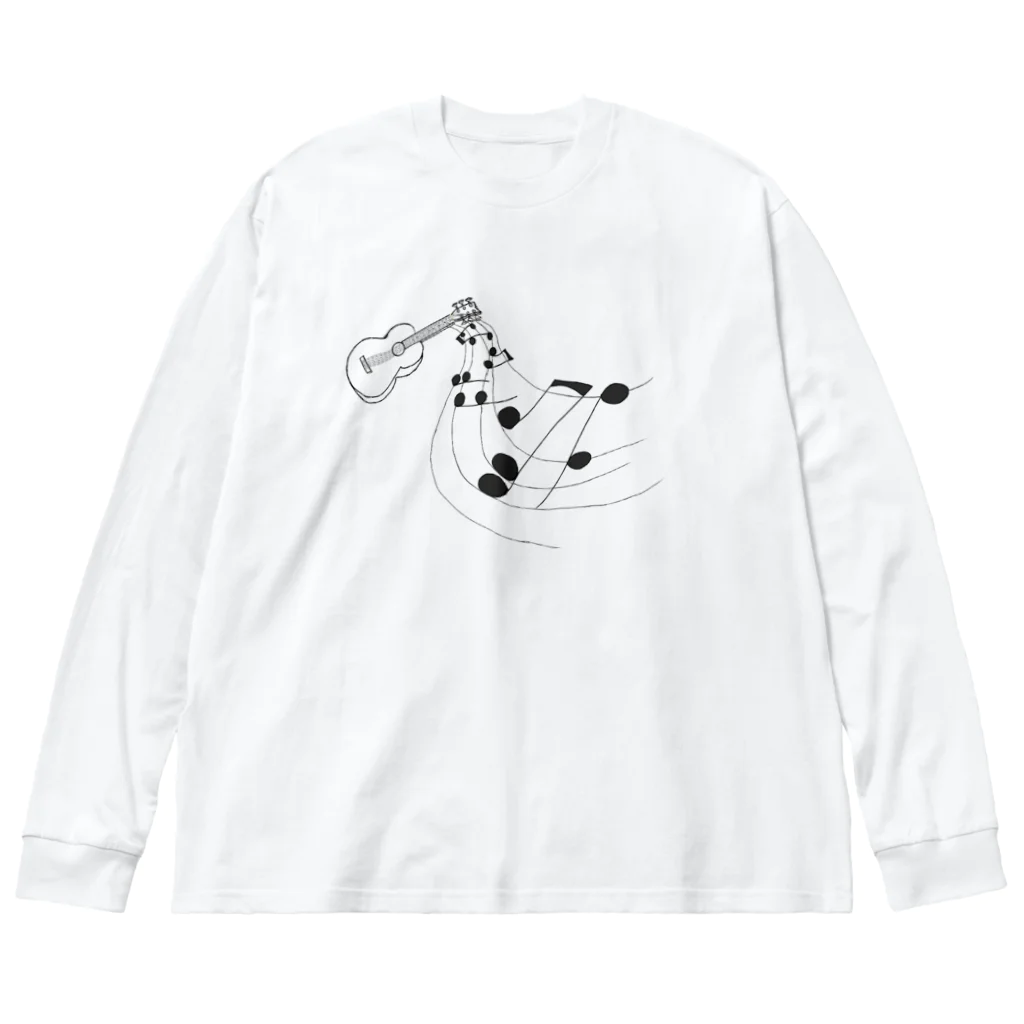 Lily bird（リリーバード）の奏でるギター 線画 Big Long Sleeve T-Shirt