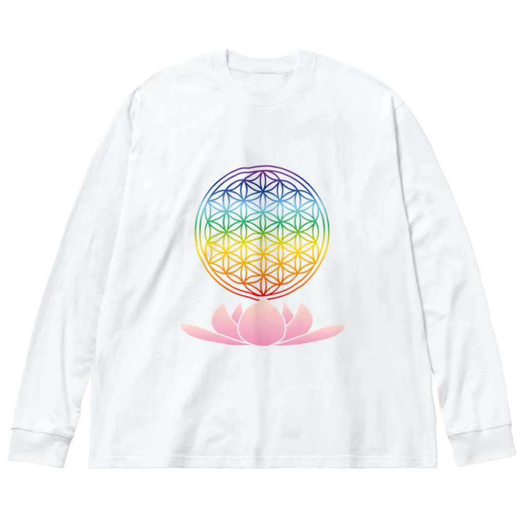 神聖幾何学屋の虹FOLと蓮 Big Long Sleeve T-Shirt