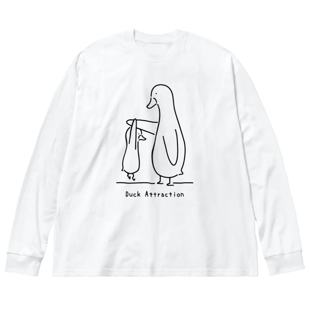 AliviostaのDuck Attraction イラスト 鳥 アヒル 親子 ビッグシルエットロングスリーブTシャツ