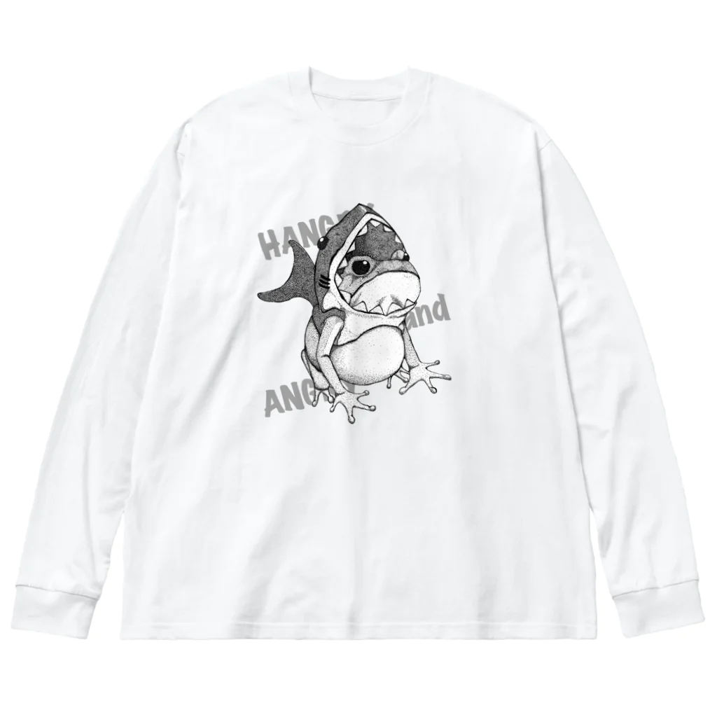 creepy plantのカエル-鮫のキモチ-Pointillism ビッグシルエットロングスリーブTシャツ