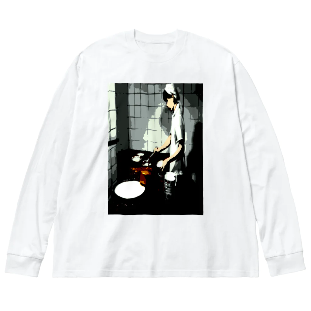 Danke Shoot Coffeeの粥を調理する女性 Big Long Sleeve T-Shirt