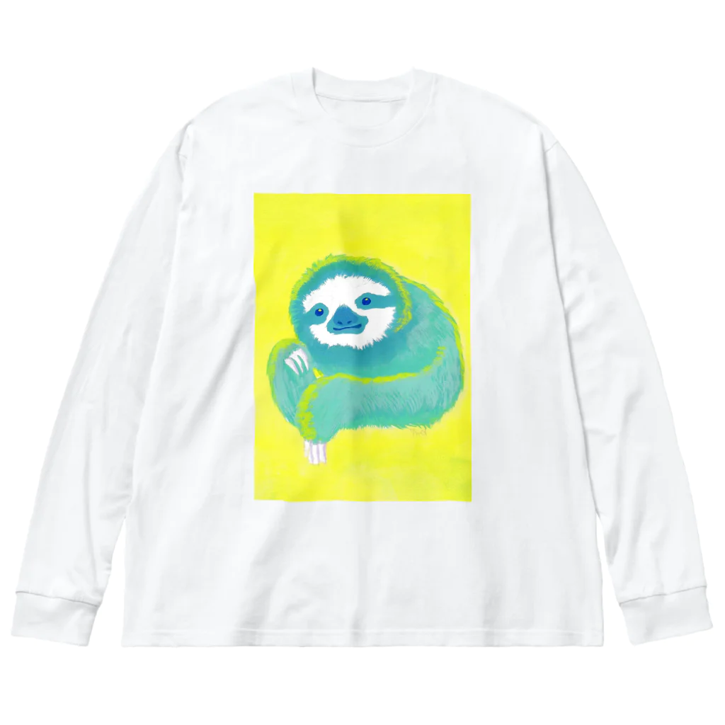 七味田飾品街のナマケモノ3(アクリル画) ビッグシルエットロングスリーブTシャツ