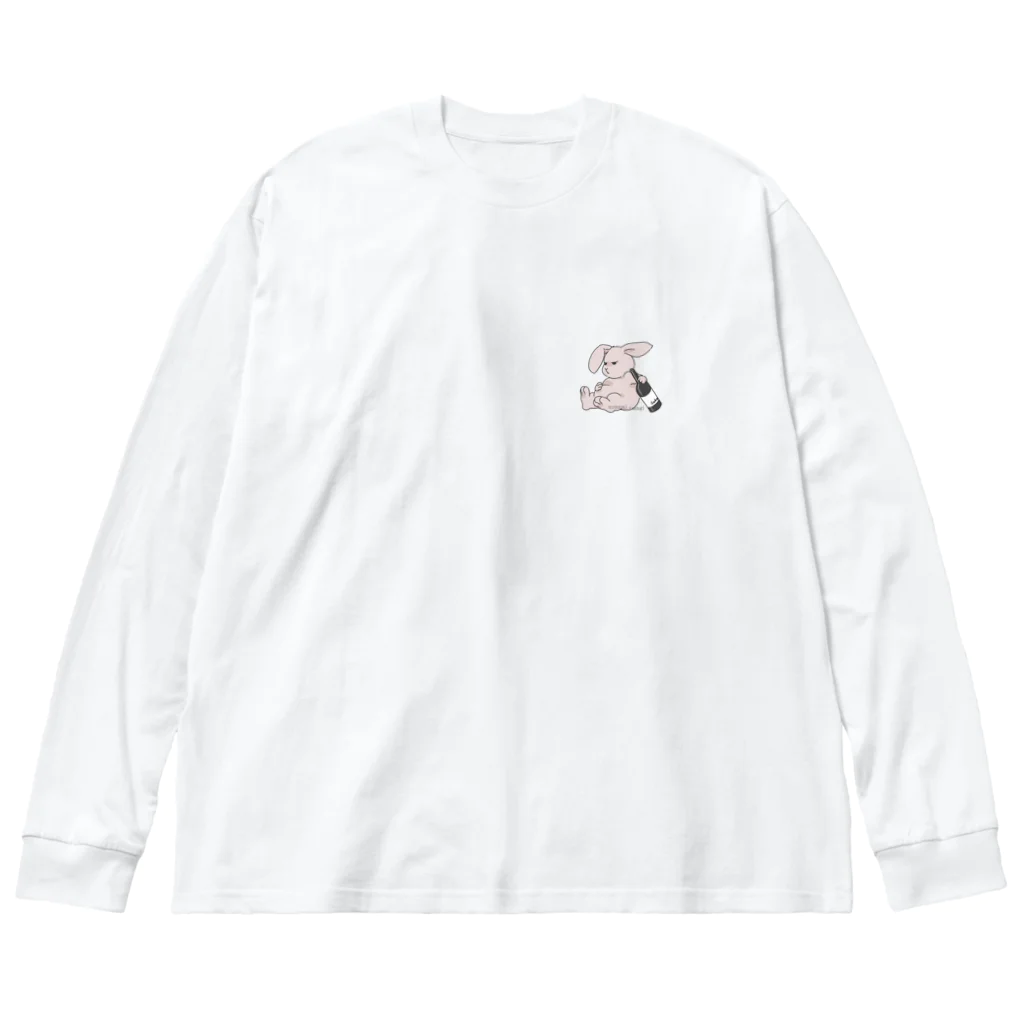 半生屋のすさみうさぎワンポイント ビッグシルエットロングスリーブTシャツ