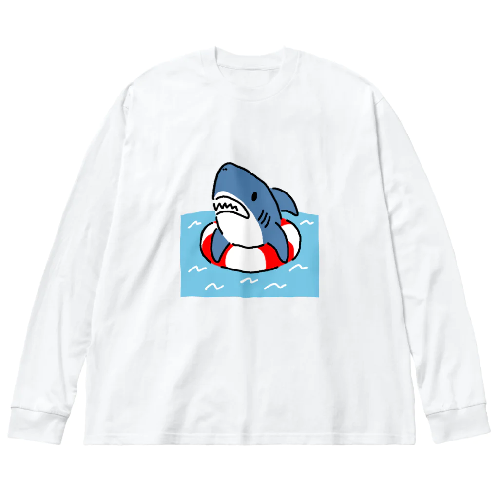 サメ わりとおもいのうきわでうかぶサメ Big Long Sleeve T-Shirt