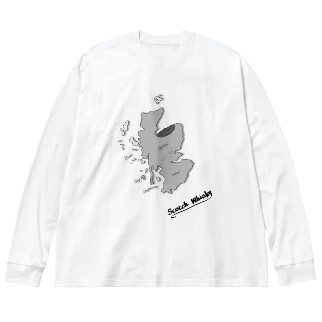 MedusasのScotch Whisky‘s  map (モノクロver) ビッグシルエットロングスリーブTシャツ