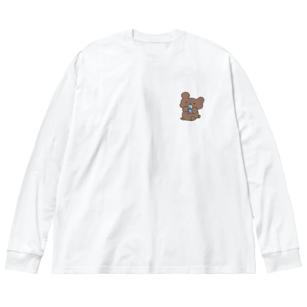 だいふくのサカナ食ってるクマ ビッグシルエットロングスリーブTシャツ