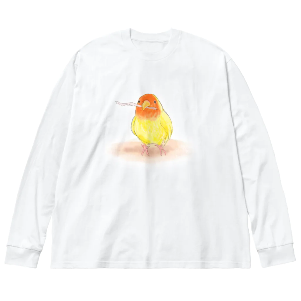 まめるりはことりのコザクラインコ　レイ【まめるりはことり】 ビッグシルエットロングスリーブTシャツ