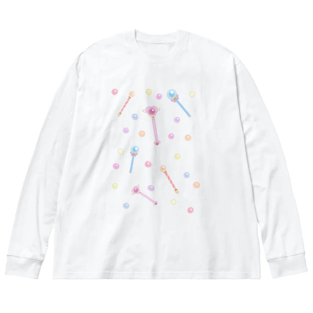 プリズモリイの箱の魔法少女のゆめかわステッキ&パステルカラーの魔法玉石 Big Long Sleeve T-Shirt