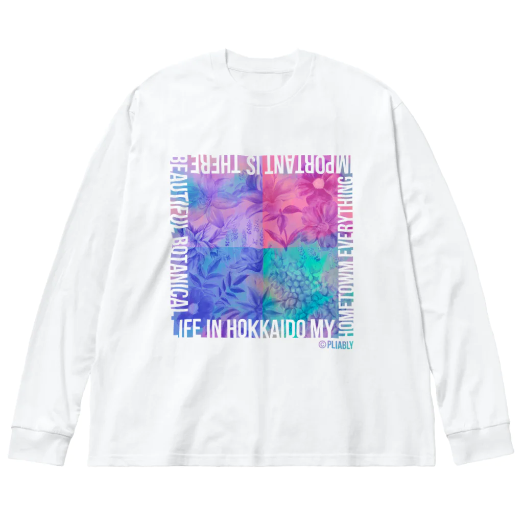 PliablyのBotanical life in Hokkaido（Marble_B） ビッグシルエットロングスリーブTシャツ