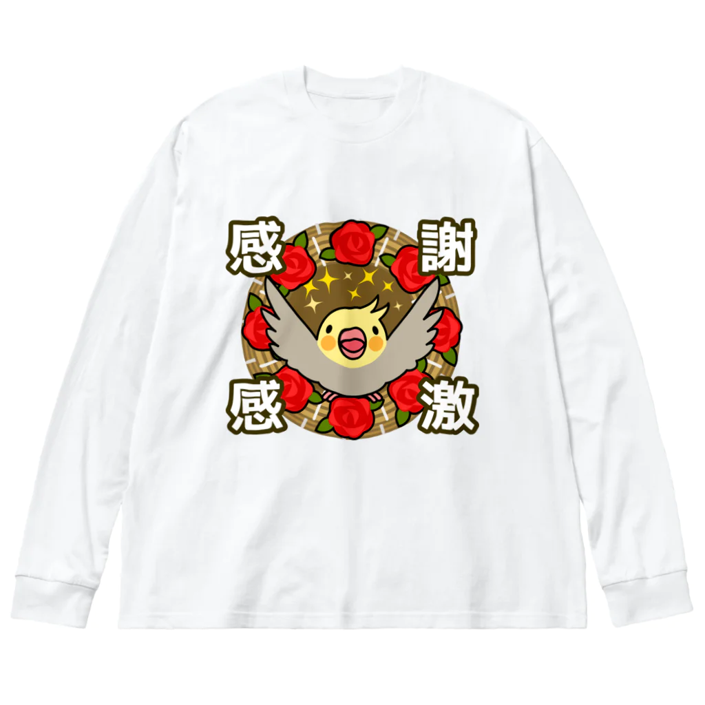 まめるりはことりの感謝感激オカメインコ【まめるりはことり】 ビッグシルエットロングスリーブTシャツ