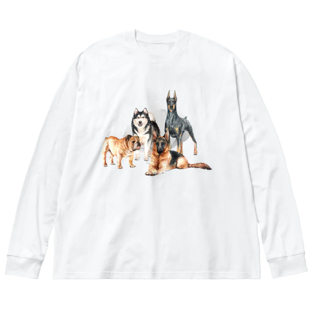 SANKAKU DESIGN STOREのちょっぴり強面の大きい犬たち。 Big Long Sleeve T-Shirt