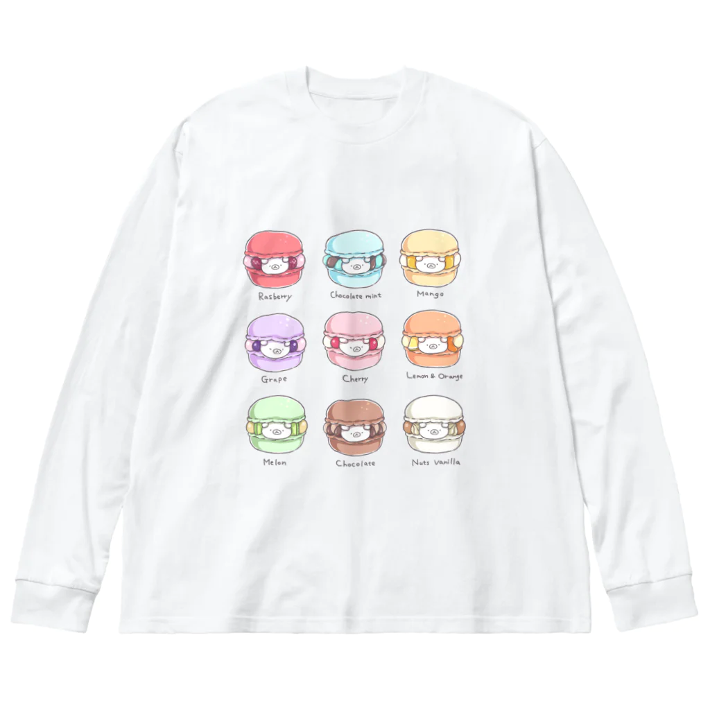 ちーくま by ふじたちさとのちーくマカロン Big Long Sleeve T-Shirt