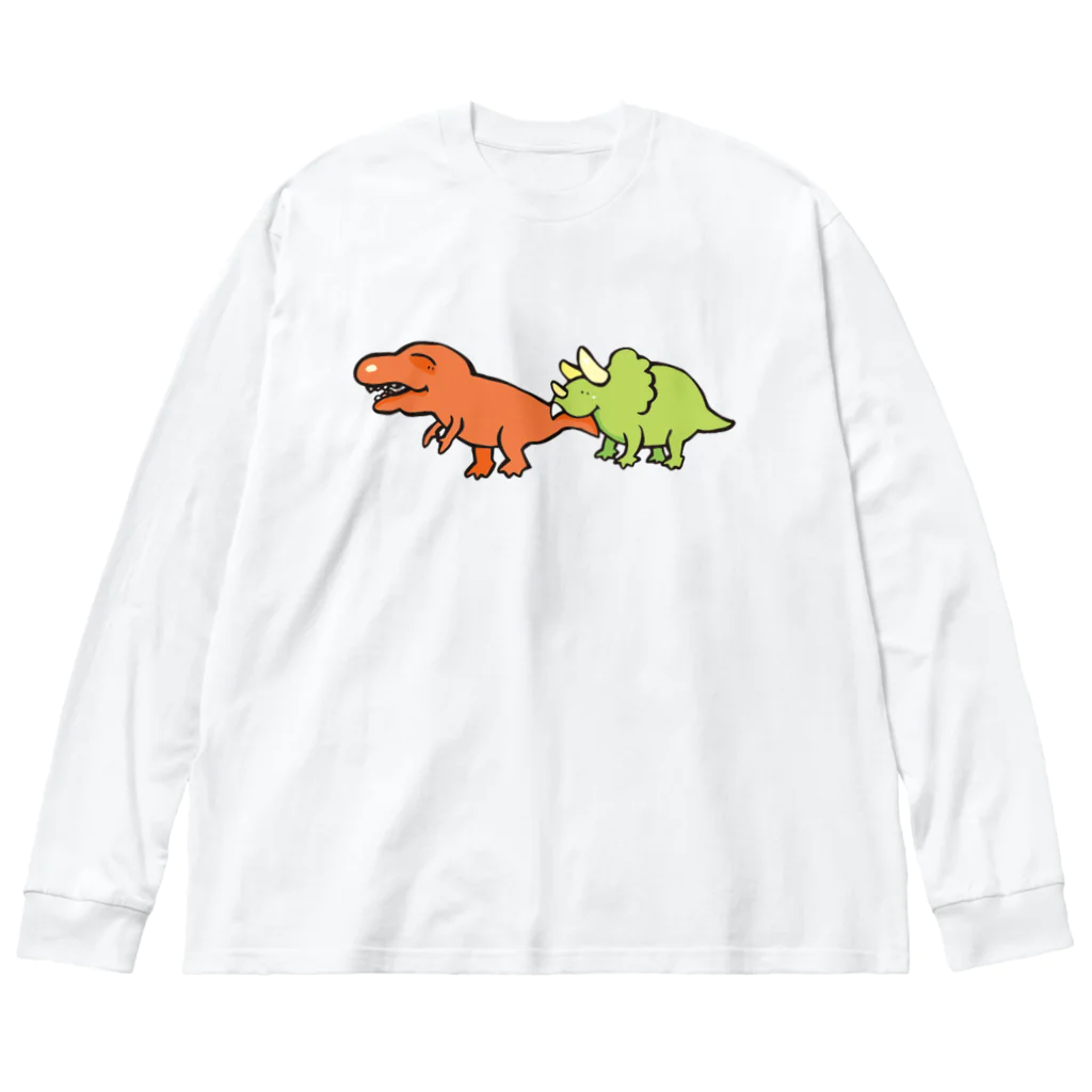 カタオカナオのカムカム恐竜（ティラノサウルス×トリケラトプス） ビッグシルエットロングスリーブTシャツ