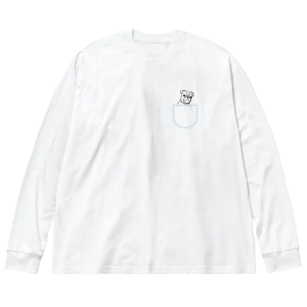 さと商店のひょっこりパグさん(あお)/チャリティー Big Long Sleeve T-Shirt