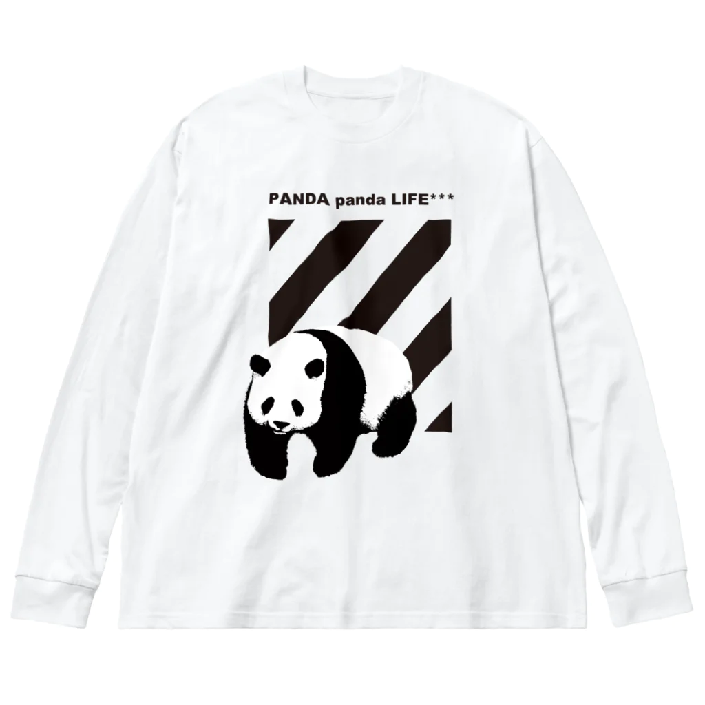 PANDA panda LIFE***の飛び出すパンダ　ストライプ ビッグシルエットロングスリーブTシャツ