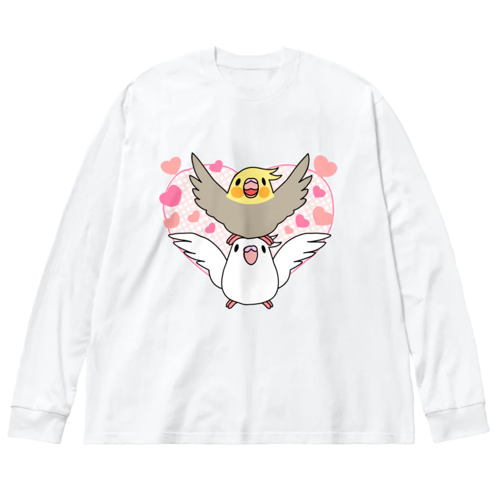 まめるりはことりのラブリーオカメインコ【まめるりはことり】 ビッグシルエットロングスリーブTシャツ