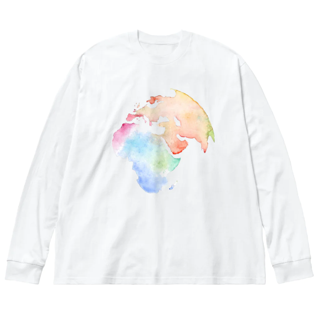 azure designの地球 Big Long Sleeve T-Shirt