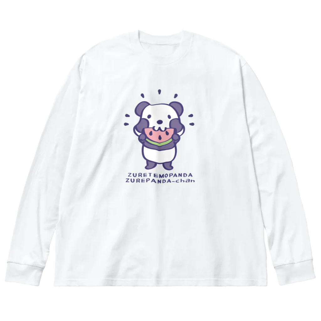 イラスト MONYAAT のCT41ズレてもぱんだズレぱんだちゃんnewスイカも食べよう*カラフルver. Big Long Sleeve T-Shirt