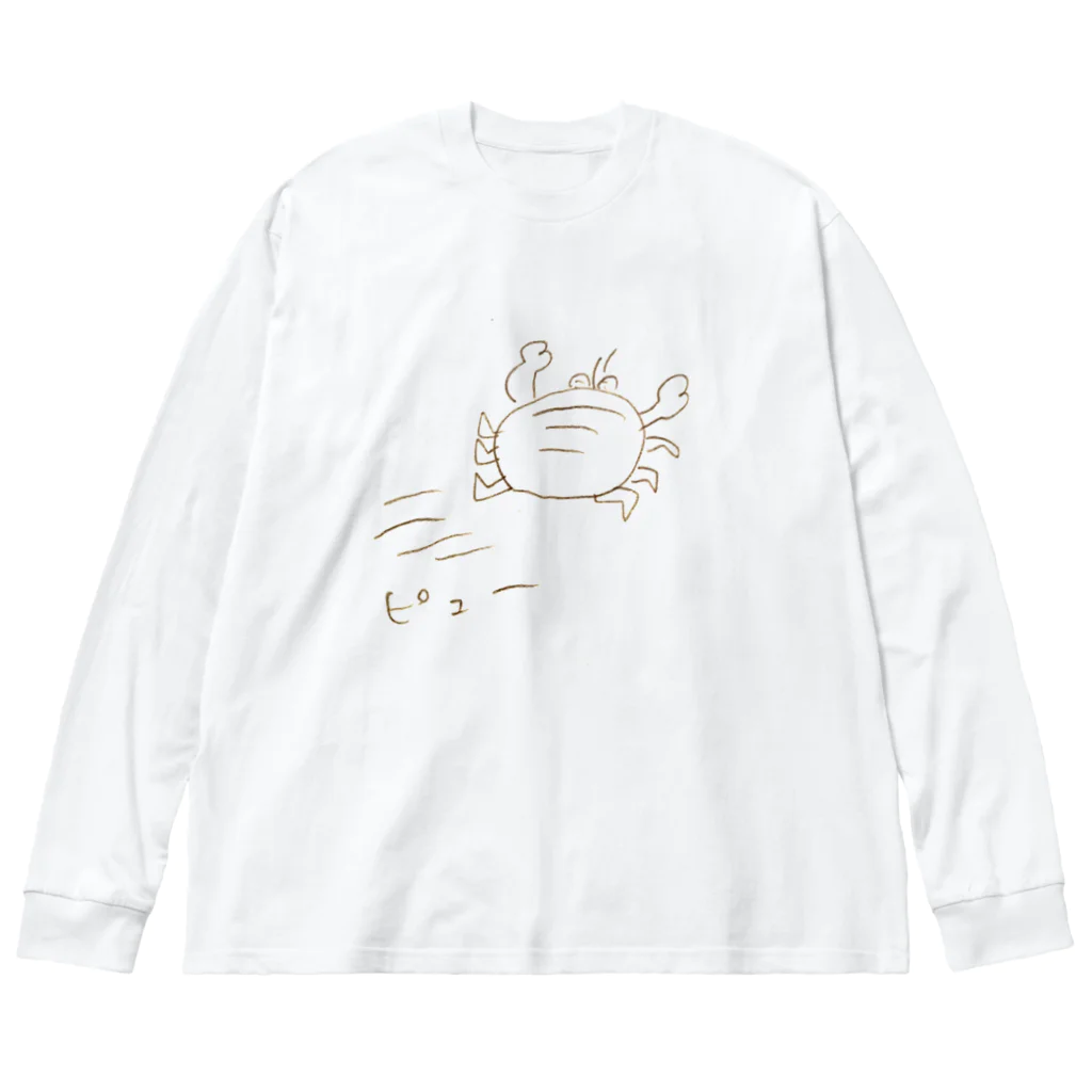 どろん堂の走り去るカニ ビッグシルエットロングスリーブTシャツ