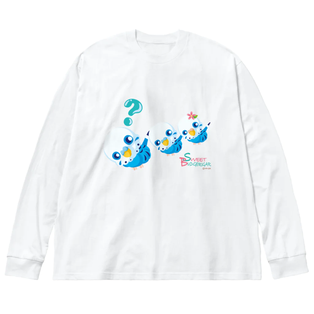 ma-sa's LaboratoryのSweet Budgerigar／？（ハテナ） ビッグシルエットロングスリーブTシャツ