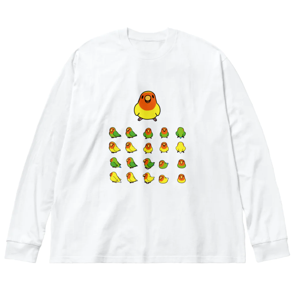 まめるりはことりの整列コザクラインコ隊【まめるりはことり】 ビッグシルエットロングスリーブTシャツ