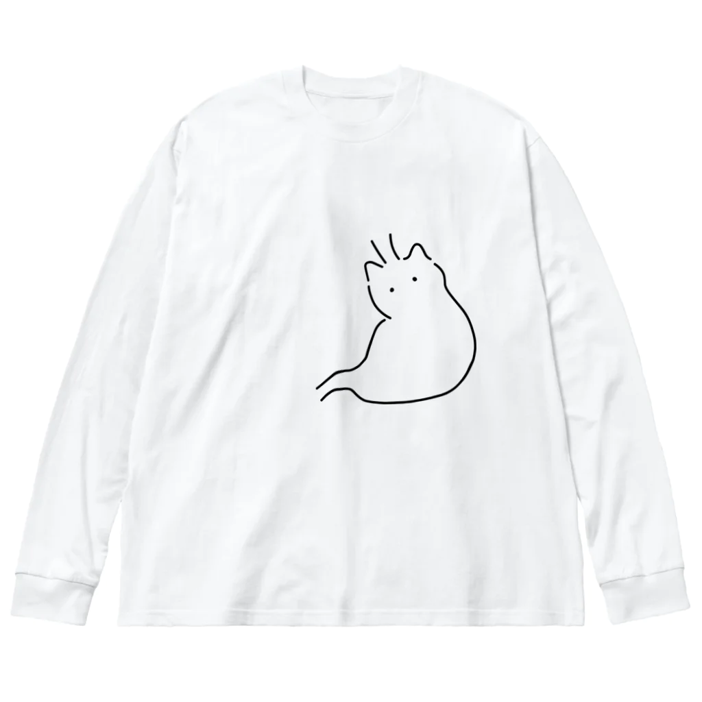 ねこやにわとりやの胃がニャンコ ビッグシルエットロングスリーブTシャツ