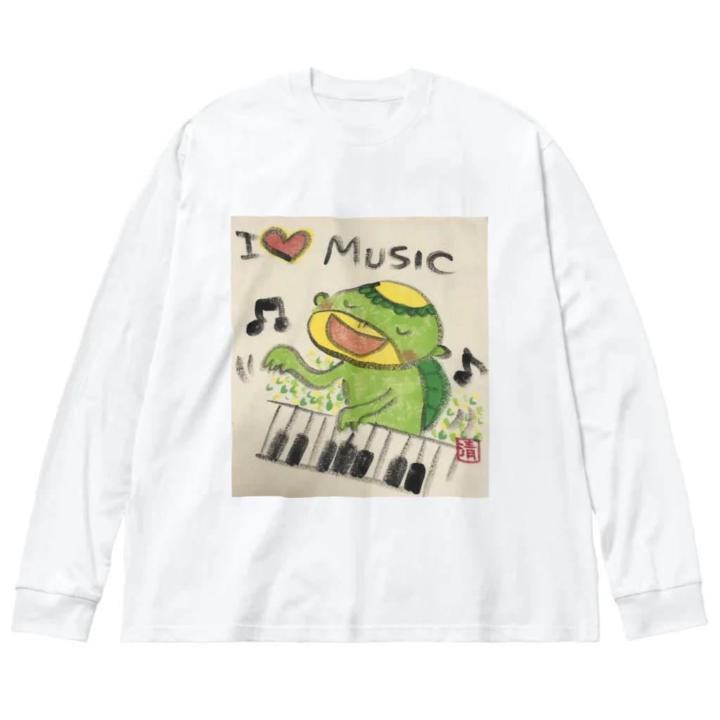 KIYOKA88WONDERLANDのピアノかっぱくん Piano Kappa-kun Big Long Sleeve T-Shirt