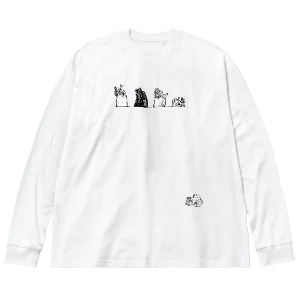 mami-skのお魚グッズ屋〜SUZURI店〜のコケギンポ5兄弟(白黒) Big Long Sleeve T-Shirt