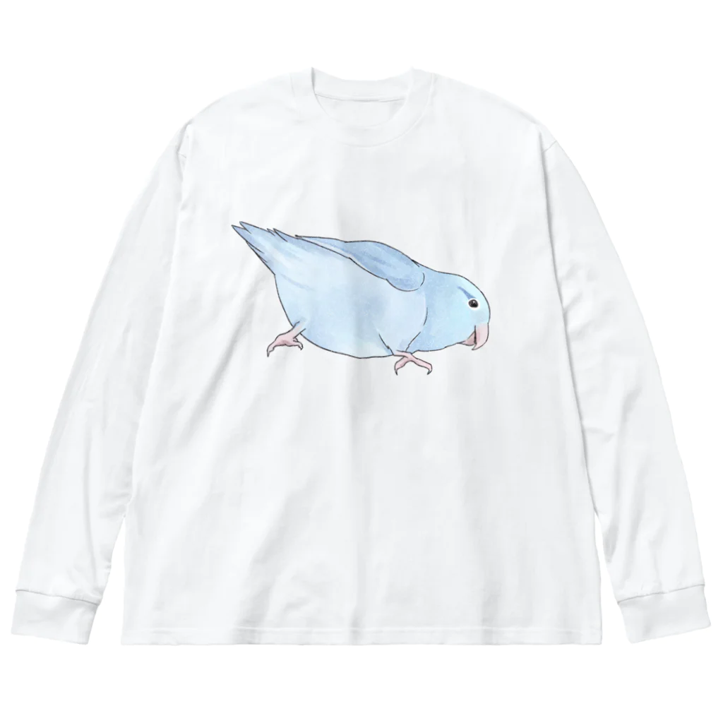 まめるりはことりのマメルリハ　もちふりちゃん【まめるりはことり】 ビッグシルエットロングスリーブTシャツ