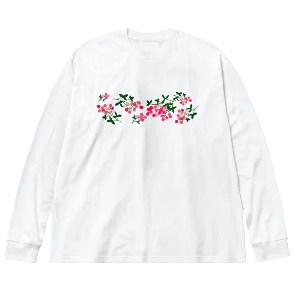 小鳥と映画館のボタニカル ベリーの花 増量版 Big Long Sleeve T-Shirt