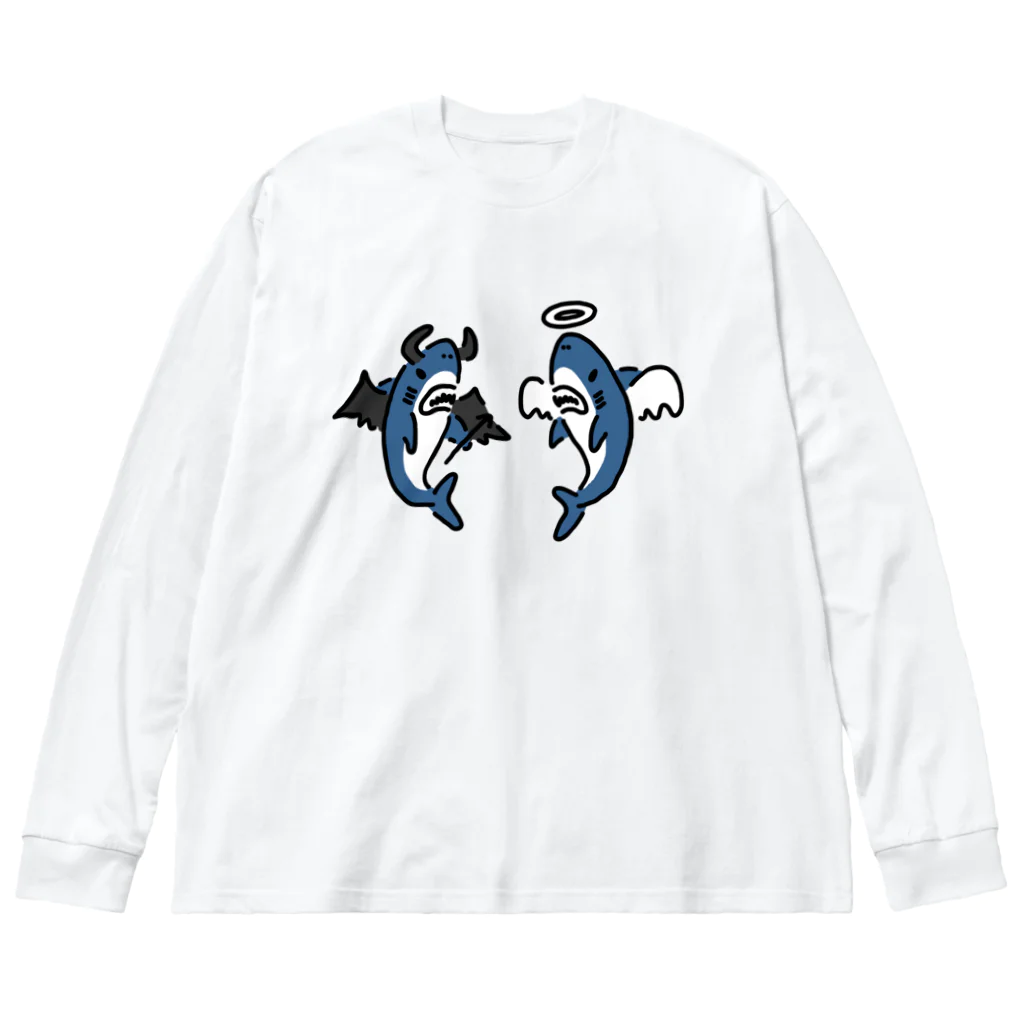 サメ わりとおもいの天使と悪魔に扮するサメ Big Long Sleeve T-Shirt