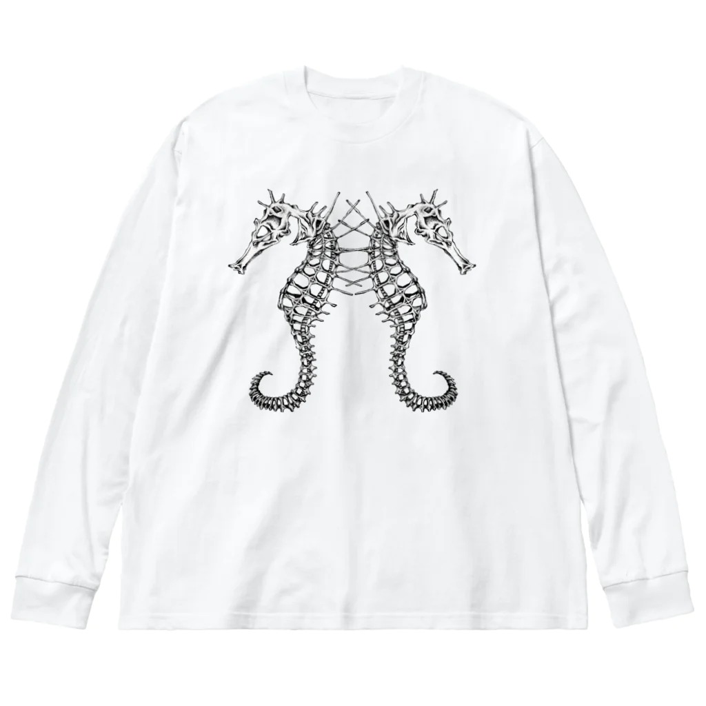 SumiReのタツノオトシゴ　白 Big Long Sleeve T-Shirt