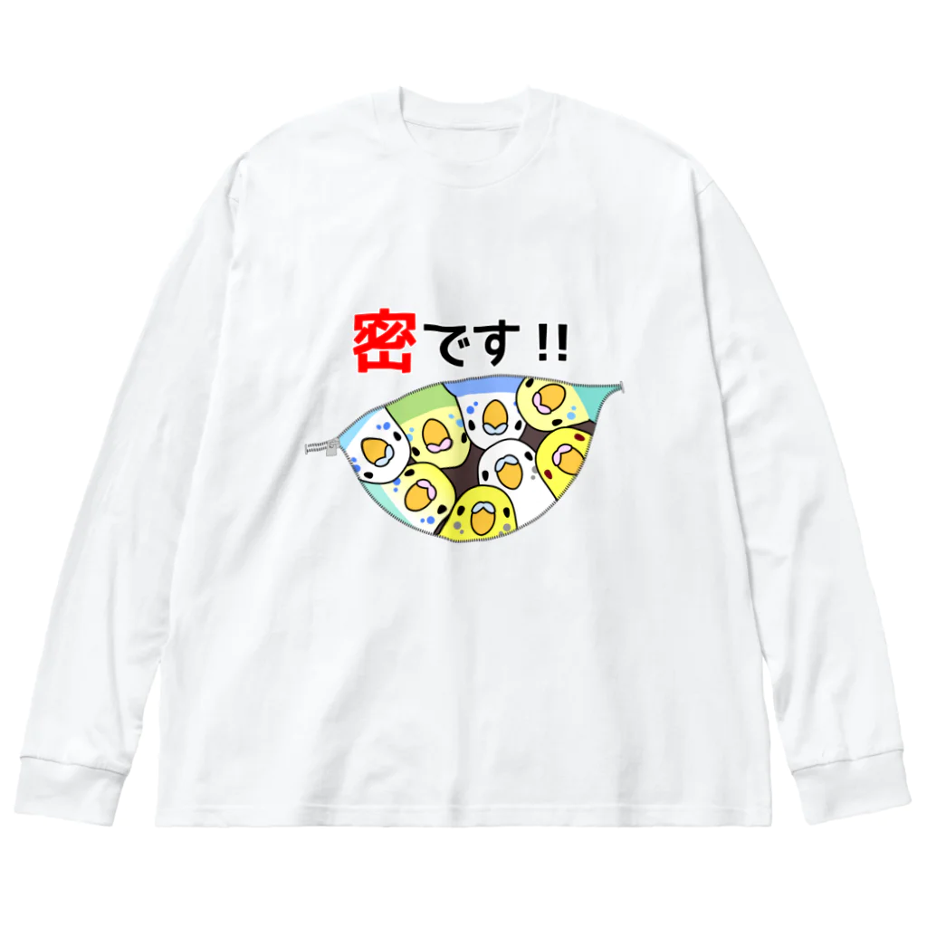 まめるりはことりの密です！セキセイインコさん【まめるりはことり】 ビッグシルエットロングスリーブTシャツ