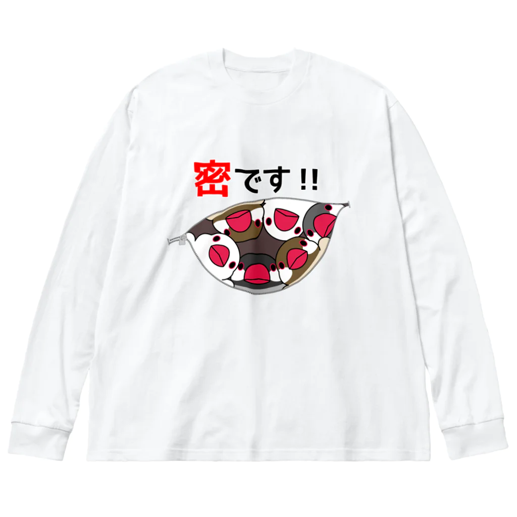 まめるりはことりの密です！文鳥さん【まめるりはことり】 ビッグシルエットロングスリーブTシャツ