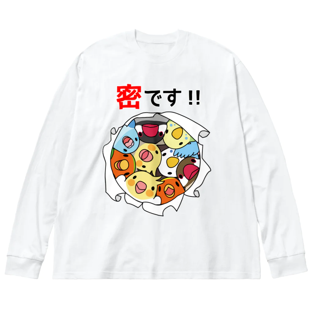 まめるりはことりの密です！鳥まみれ3密【まめるりはことり】 ビッグシルエットロングスリーブTシャツ