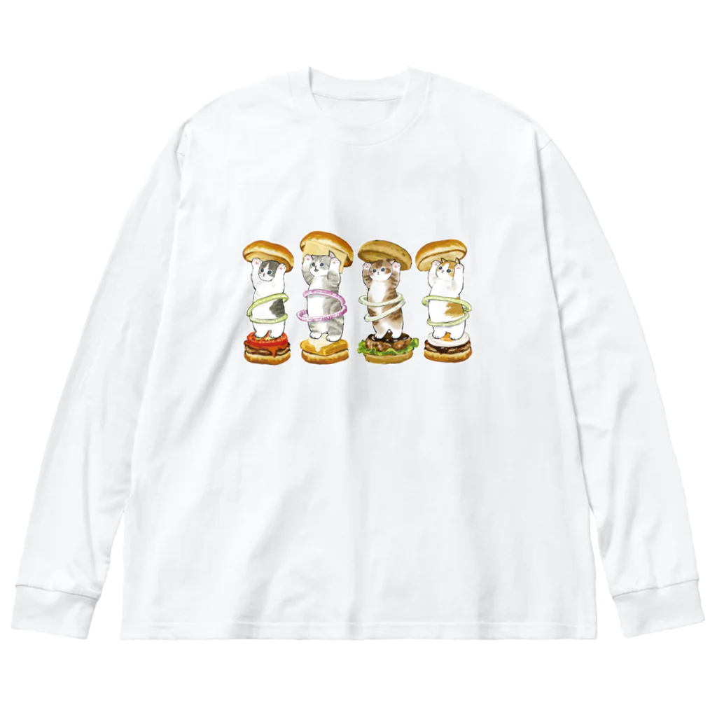 mofusandのにゃんこバーガー ビッグシルエットロングスリーブTシャツ