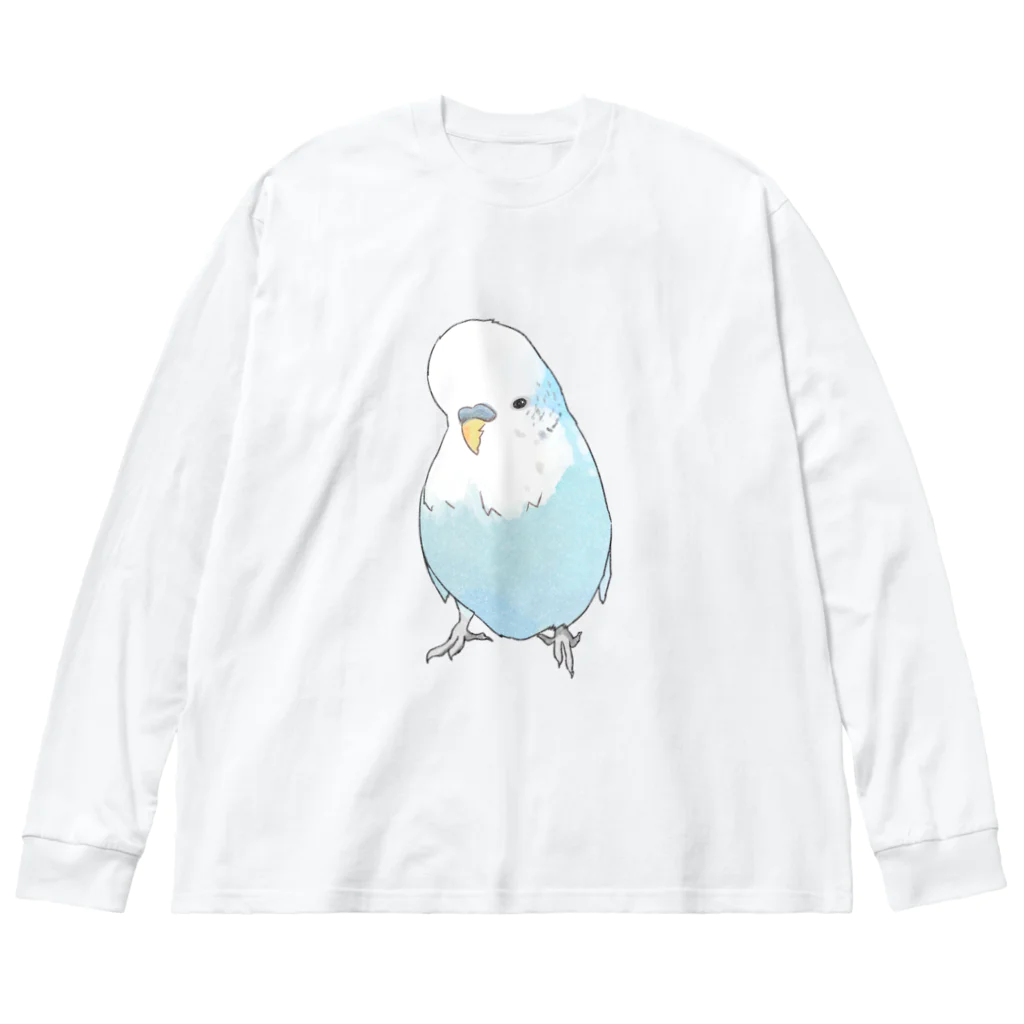 まめるりはことりの可愛いジャンボセキセイインコ【まめるりはことり】 Big Long Sleeve T-Shirt